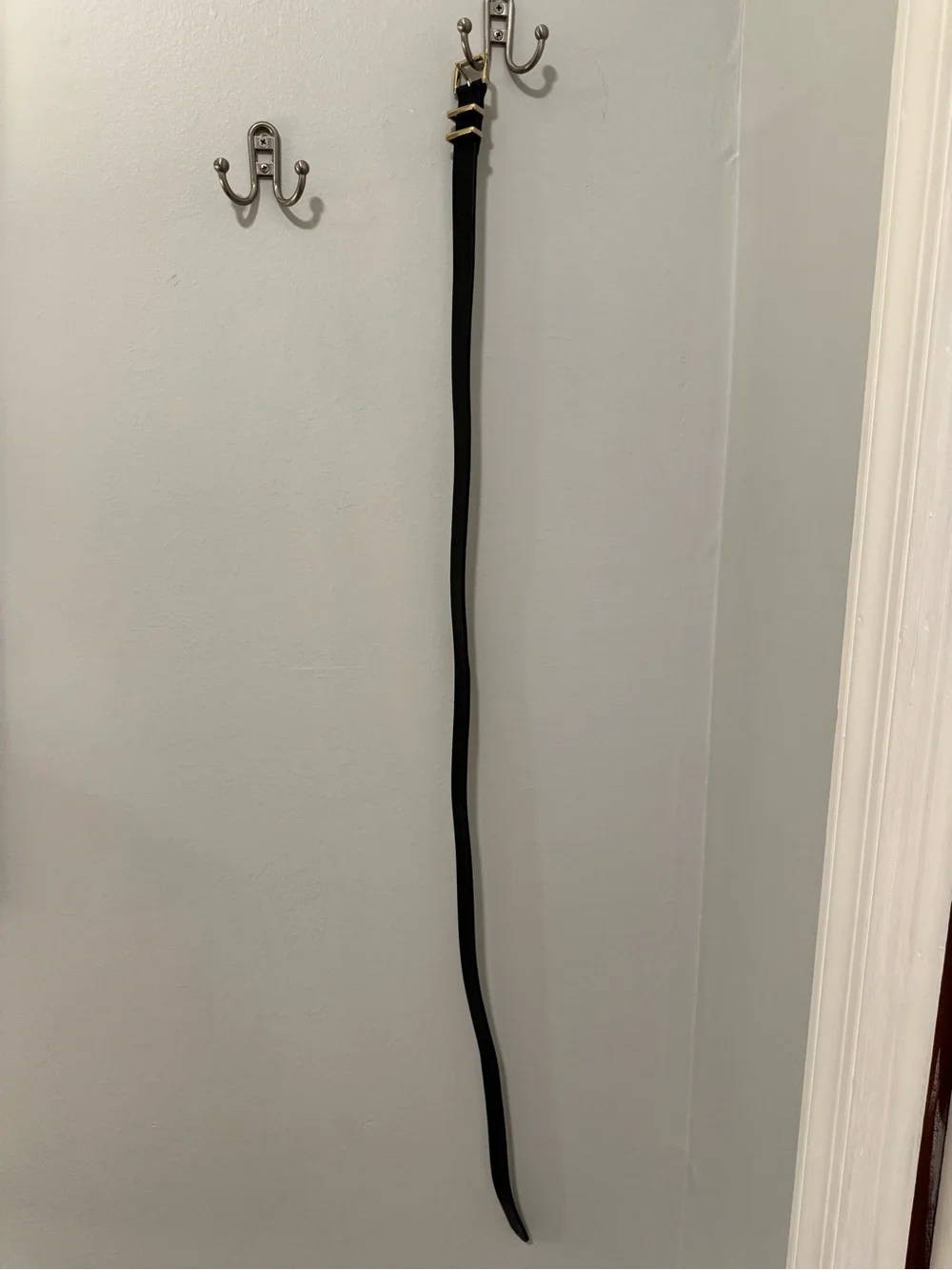 LOFT Black Skinny Leather Belt with Gold Buckle